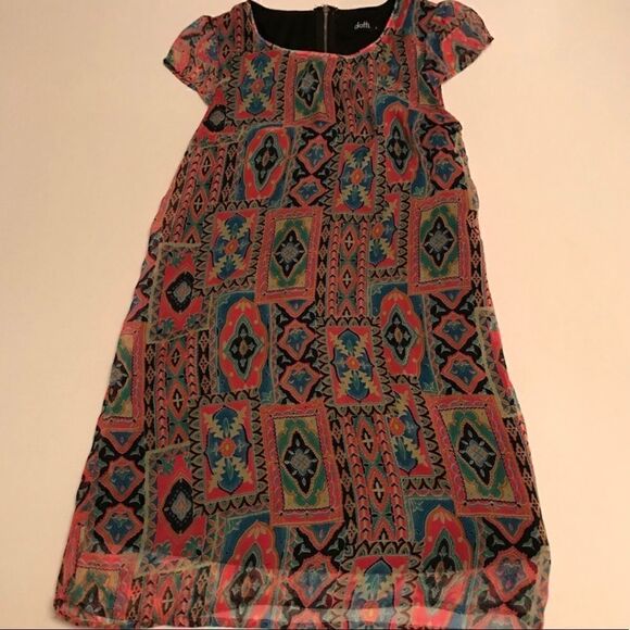 Dotti Multi Colored Short Sleeve Dress Sz 6 - Picture 2 of 7